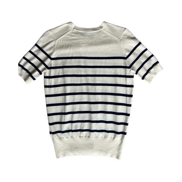 Zara Cream and dark navy blue/black Striped Short Sleeve Tee - Picture 3 of 9